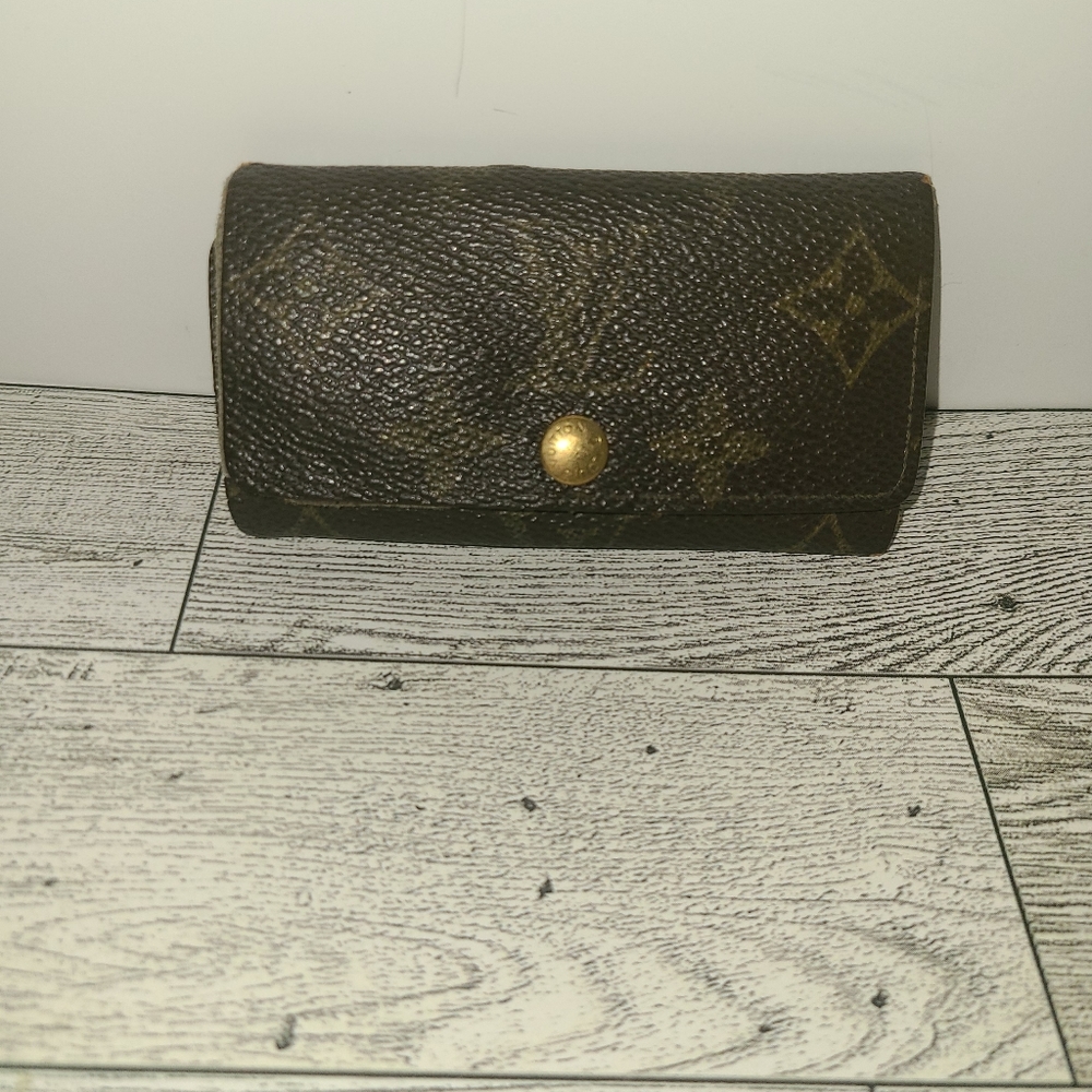 Louis Vuitton Key Holder Wallet Case Used Brown Tan Gold